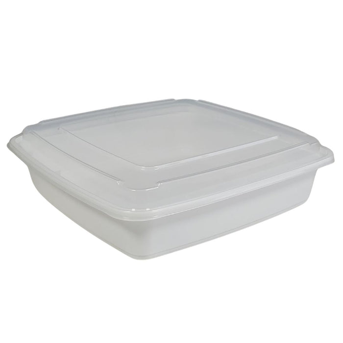 LR-48oz Square Microwavable Container - White 100/Case-JE-48B