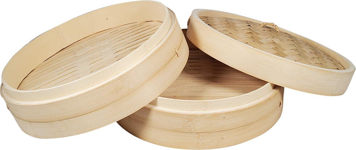 Bamboo Steamer 12" - 2 Tier + Cover