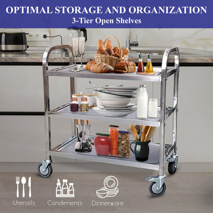 Pro-Kitchen - 95cmx50cmx95cm - 3 Shelf Trolley - SS - Large