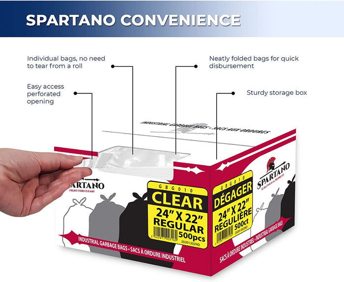 Spartano - Garbage Bags - Regular - Clear - 24"x22"