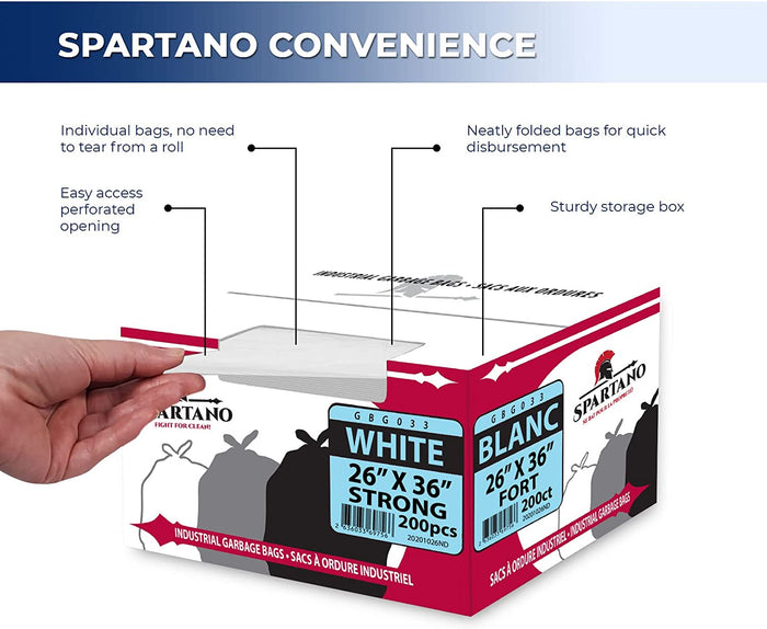 Spartano - Garbage Bags - Strong - White - 26"x36"