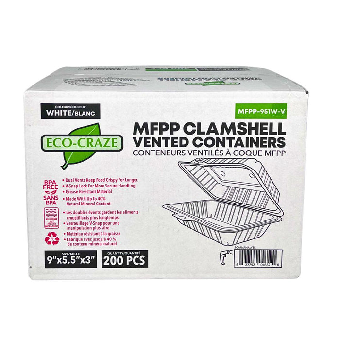 Eco-Craze - MFPP Clamshell Cont. - 9*5.5*3" - 951W-V