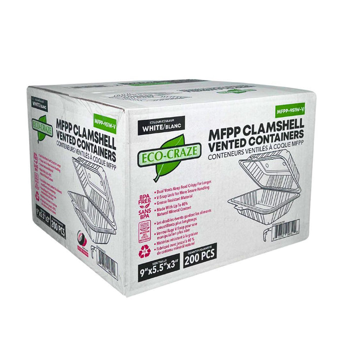 Eco-Craze - MFPP Clamshell Cont. - 9*5.5*3" - 951W-V