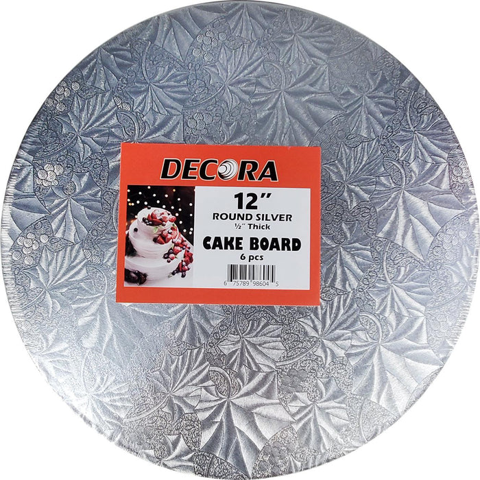 Decora - 12" 1/2" Round Cake Drum - Silver