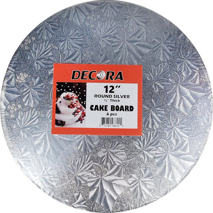 Decora - 12" 1/2" Round Cake Drum - Silver