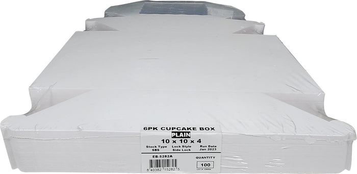 EB - 10 x 10 x 4 - 6 Cupcake Box with Window - White - 5282A