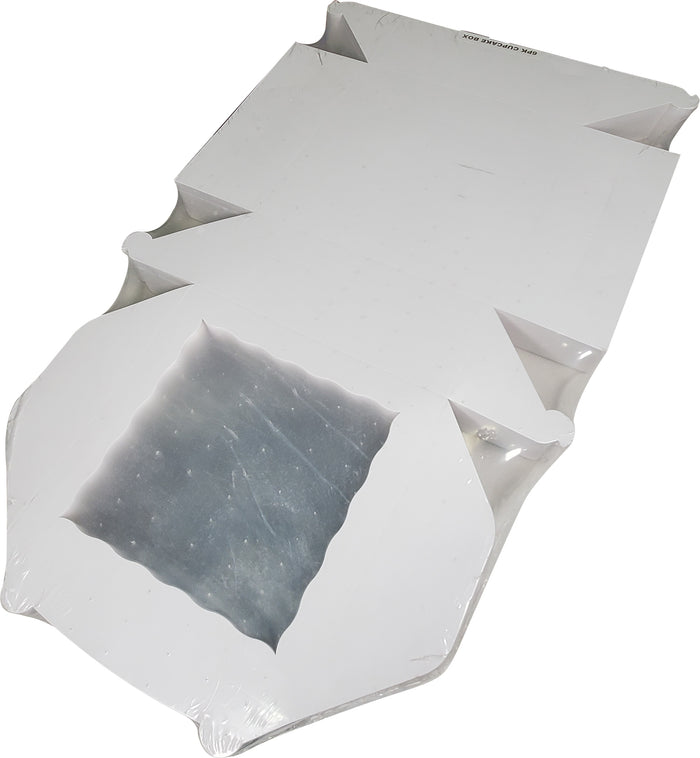 EB - 10 x 10 x 4 - 6 Cupcake Box with Window - White - 5282A