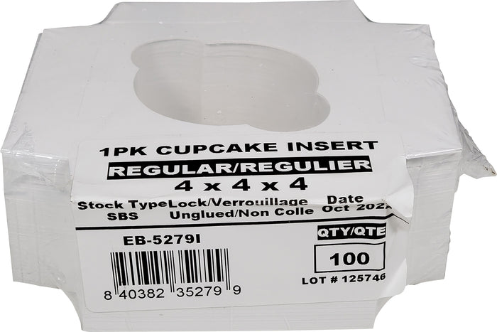 EB - 4 x 4 x 4 - Single Cupcake Insert Fits - White - 5279I