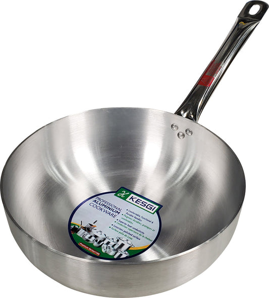 Kesgi - 10" Deep Fry Pan Metal Finish - Pipe Handle