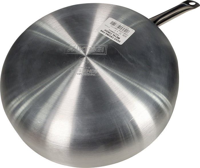 Kesgi - 12" Deep Fry Pan Metal Finish - Pipe Handle