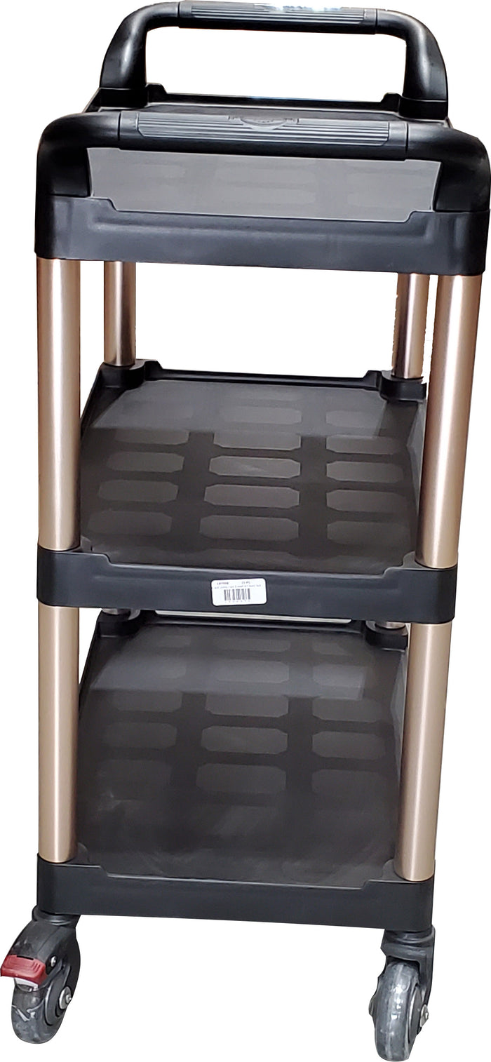 CLR - Black Utility Cart 3 shelf 67.5x43.5x36.5 - Smalll Size