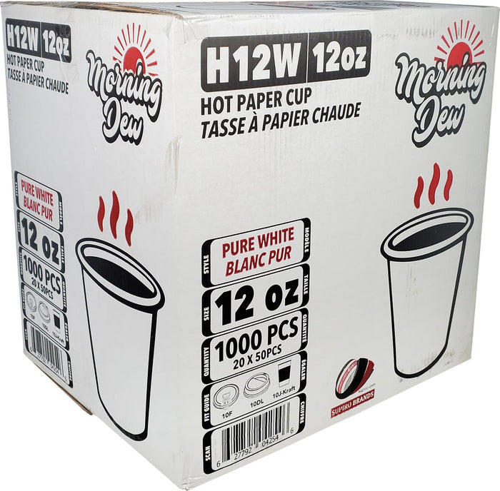 Morning Dew - 12 oz Hot Paper Cup - White - H12W