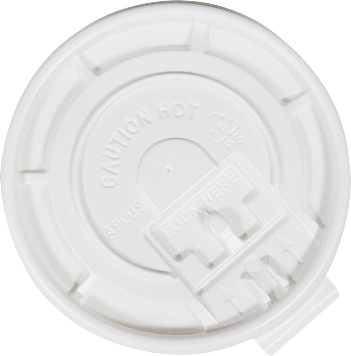 Morning Dew - Tear Back Flat Lid for 10-24 oz Hot Paper Cups - White - 10F-W