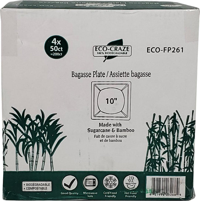 Eco-Craze - 10" Square Plate - Biodegradable