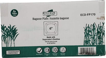 Eco-Craze - 6" Square Plate - Biodegradable