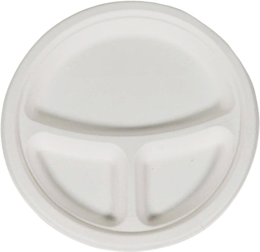 Eco-Craze - 9" Bagasse Plate - 3 Comp.