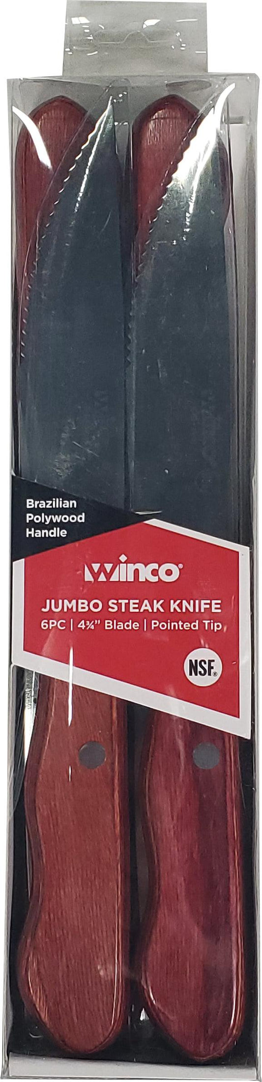 Winco - Steak Knives - Polywood Handle - 4-3/4" Blade