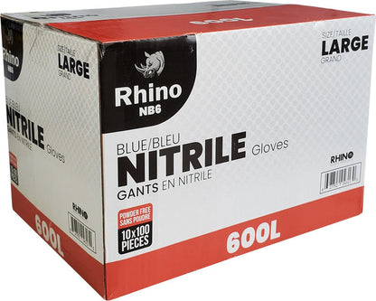 Rhino - NB6 - Blue Nitrile Gloves - Large - 600L