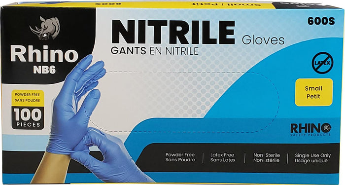 Rhino/Intco- NB6 - Blue Nitrile Gloves - Small - 600S