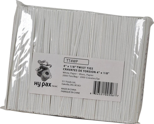 Hy Pax - 4" Twist Ties - White - TT4WP