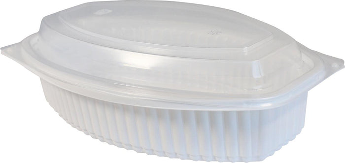 Value+ - 28WC - Oval Container - 28oz - White w/Clear Lid