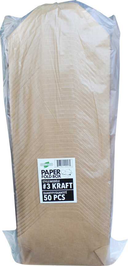 Eco-Craze - #3 Kraft Paper Fold Box - PFB03-K