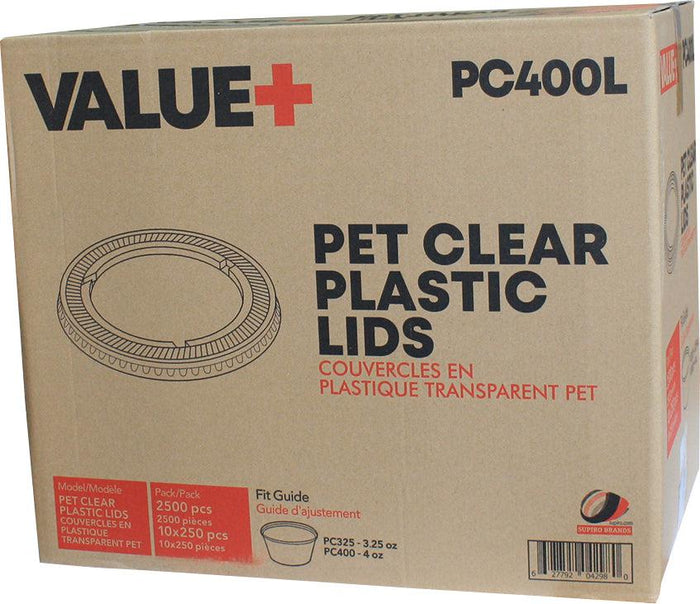 Value+ - 3.25oz-4oz PET Flat Portion Cup Lids - PC400L - 74mm