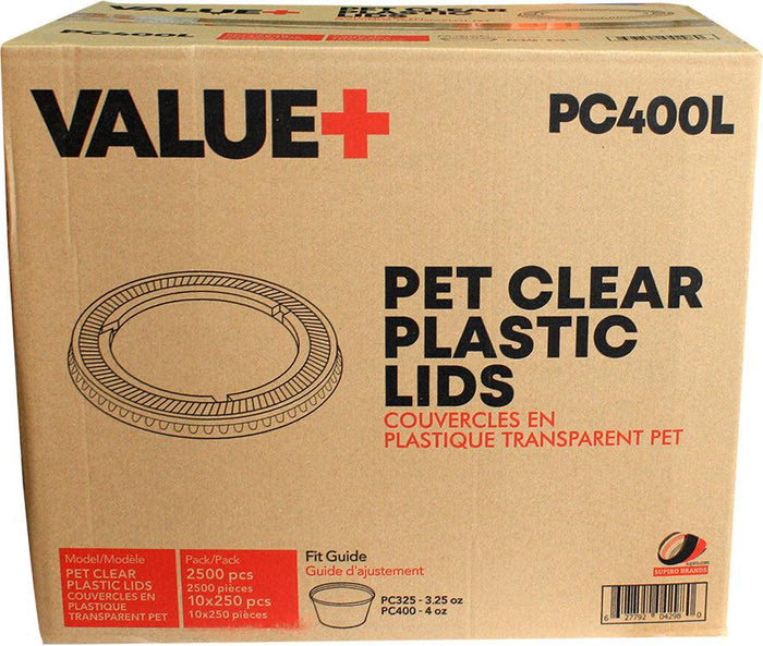 Value+ - 3.25oz-4oz PET Flat Portion Cup Lids - PC400L - 74mm