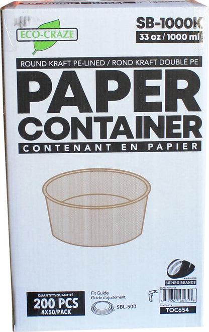 Eco-Craze - Kraft PE-Lined Paper Container - Round - 1000ml - SB-1000K