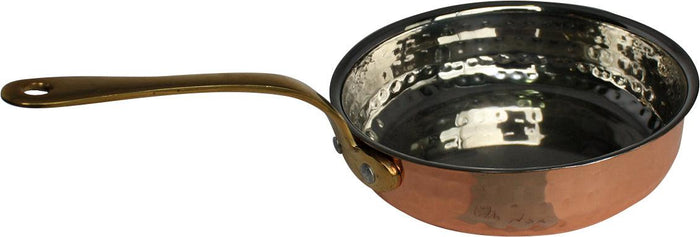 Fry Pan SS Hammered 300Ml (Copper Plated) No.2 With 1 Long Gold Handle, 13.5cm