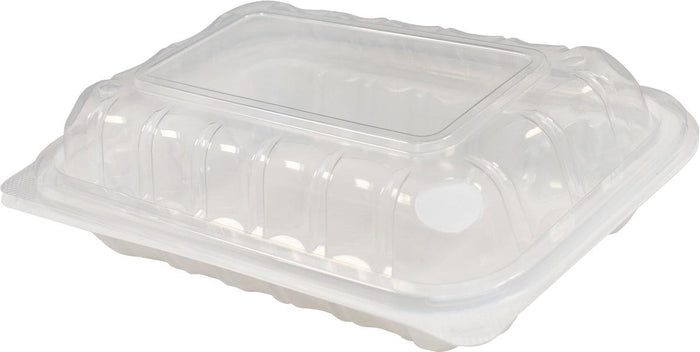 Value+ - YR961W-V - PP Hinged Cont. - 8.9x6.3x2.6" - White w/Clear Lid