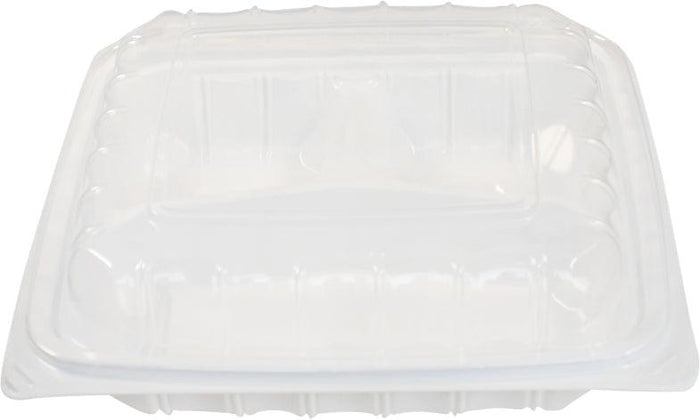 Value+ - YR993W-V - PP Hinged Cont. - 9.3x9x3"- 3 Comt.- White w/Clear Lid