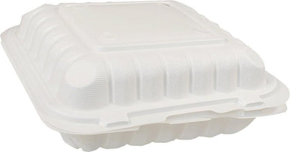 CLR - Eco-Craze -883W-VH- PP Hinged Cont. - 8x8x2.9" - 3 Compt. - White