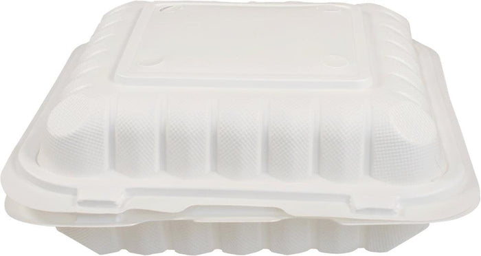 CLR - Eco-Craze -883W-VH- PP Hinged Cont. - 8x8x2.9" - 3 Compt. - White