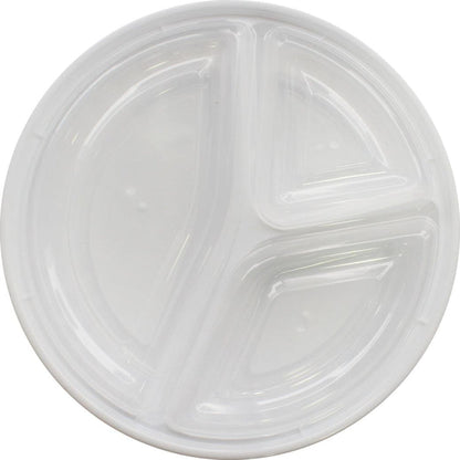 Rhino - Heavy 9" Round Combo PP Container - 3 Comp. - White