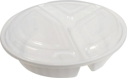 Rhino - Heavy 9" Round Combo PP Container - 3 Comp. - White