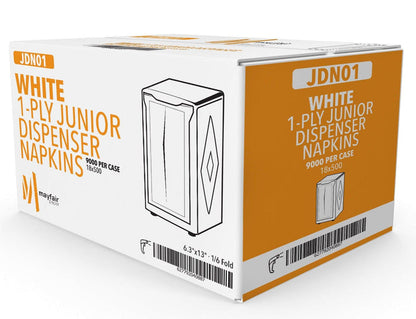 Mayfair - 1 Ply Junior Dispenser Napkins 1/6 Fold - White - JDN01