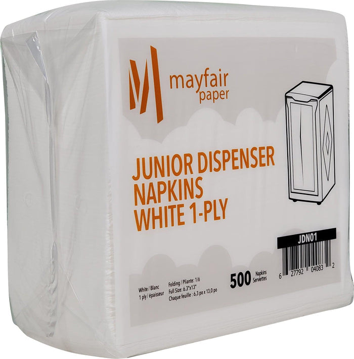 Mayfair - 1 Ply Junior Dispenser Napkins 1/6 Fold - White - JDN01