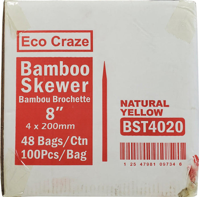 Eco-Craze - Bamboo Skewer - 4mm X 8" - BST4020