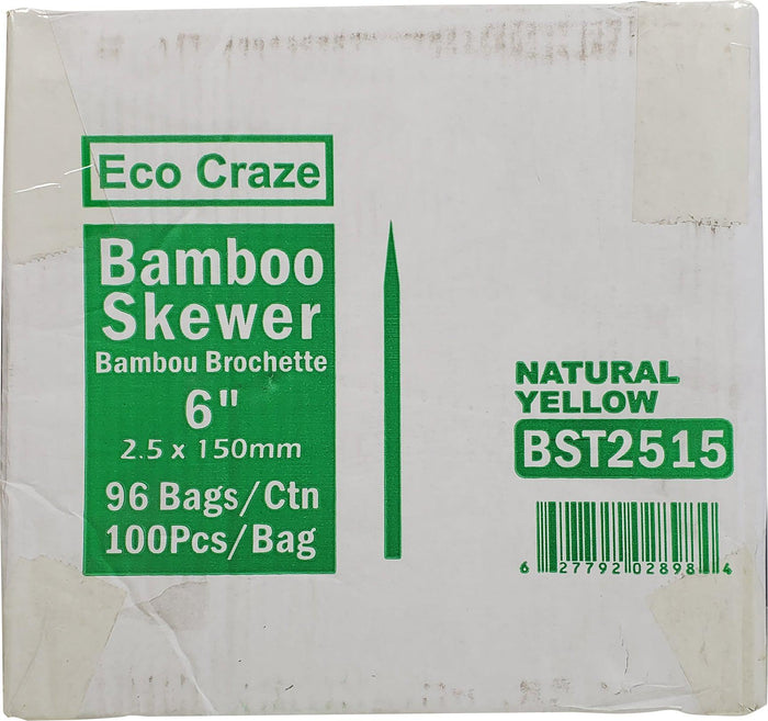 Eco-Craze - Bamboo Skewer - 2.5mm X 6" - BST2515