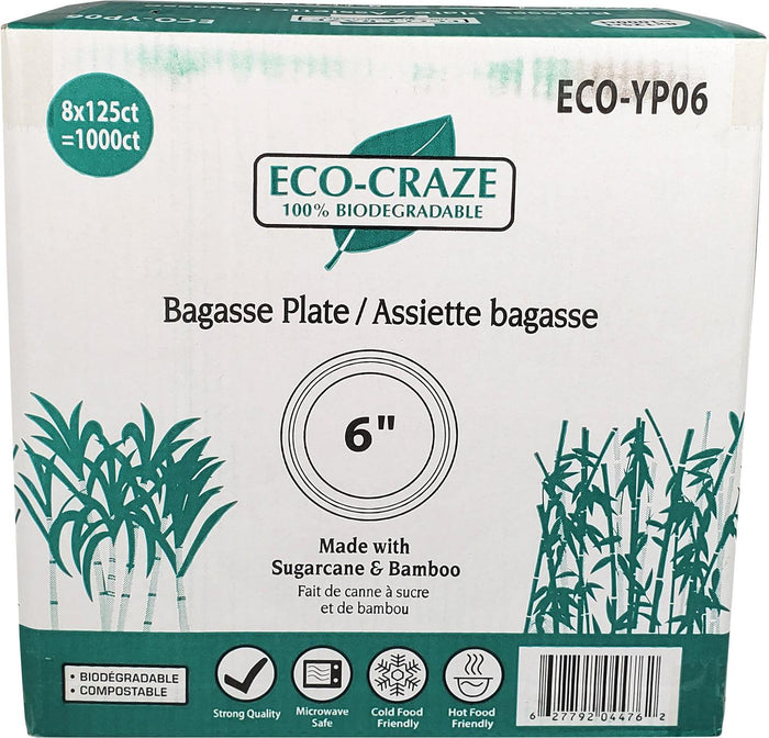 Eco-Craze - 6" Round Bagasse Plates