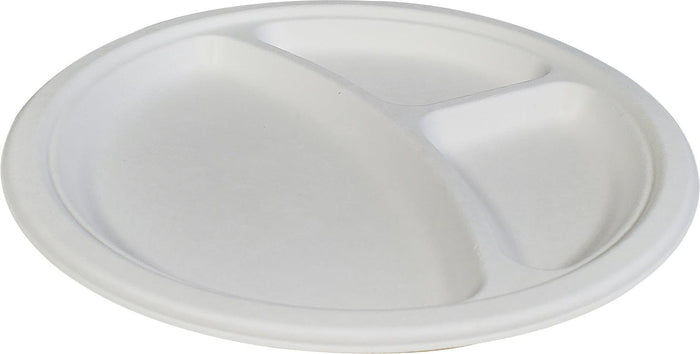 Eco-Craze - 10" 3 Compartment - Bagasse Plate