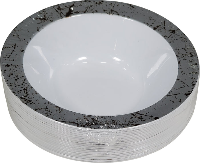 5" Round Plastic Bowl - White/Silver - NRP50-1