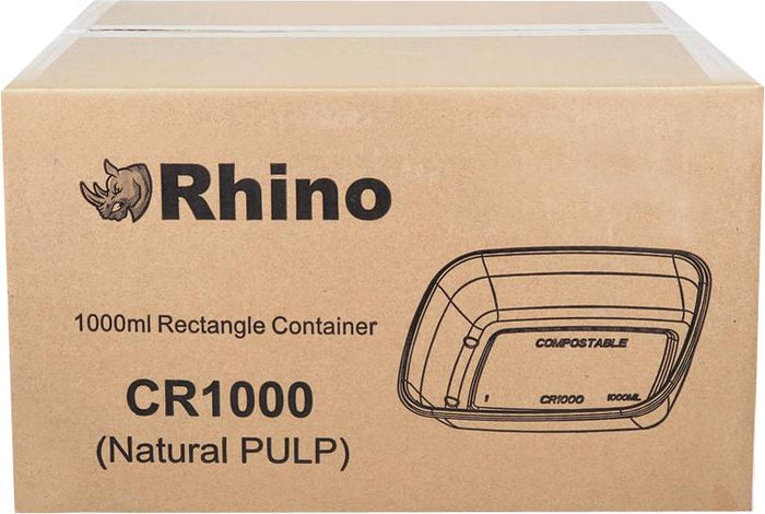 Eco-Craze/Rhino - 1000ml Rectangle Natural Pulp Box - CR1000