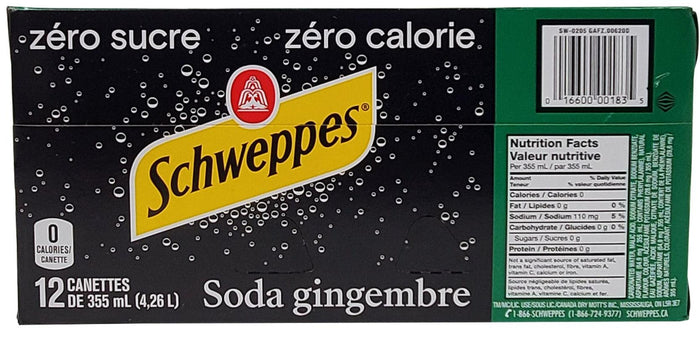 Schweppes - Zero Gingerale - Cans