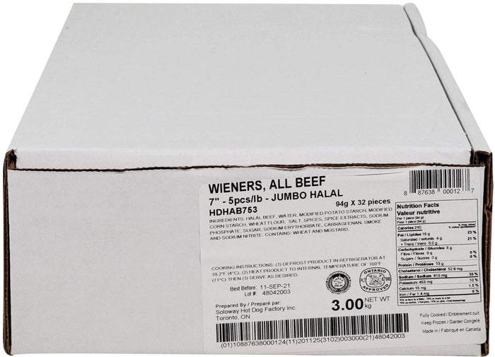 Soloways - 7" Weiners - Beef - Halal