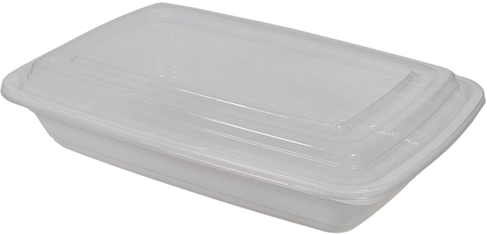 Value+ - 24oz Rectangle Plastic Container Set w/Lid - White