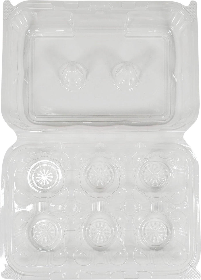 Pactiv - 10"x7"x3.5 Hinged Lid Container for 6ct Cupcake