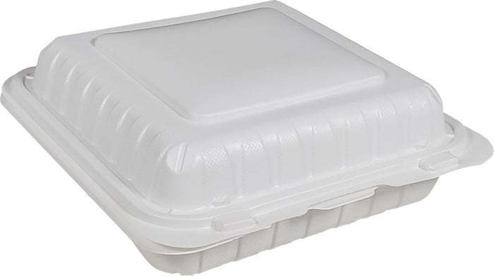 Value+ - MFPP Clamshell Container - 8x8x2.8" - 3 Compt. - White