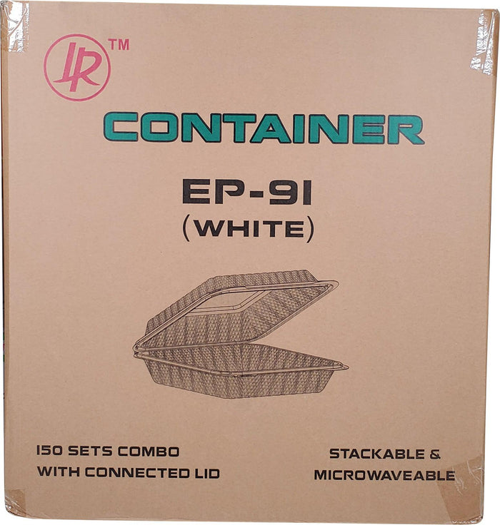 Value+ - MFPP Clamshell Container - 9x9x2.8" - 1 Compt. - White